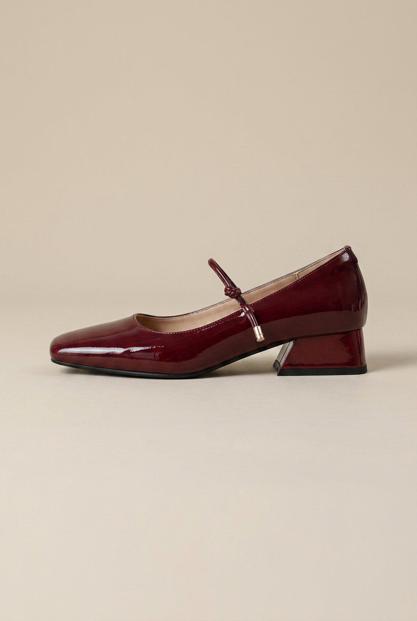 Maria | Square Toe Mary Jane Shoes Women Patent Leather Low Block Heel