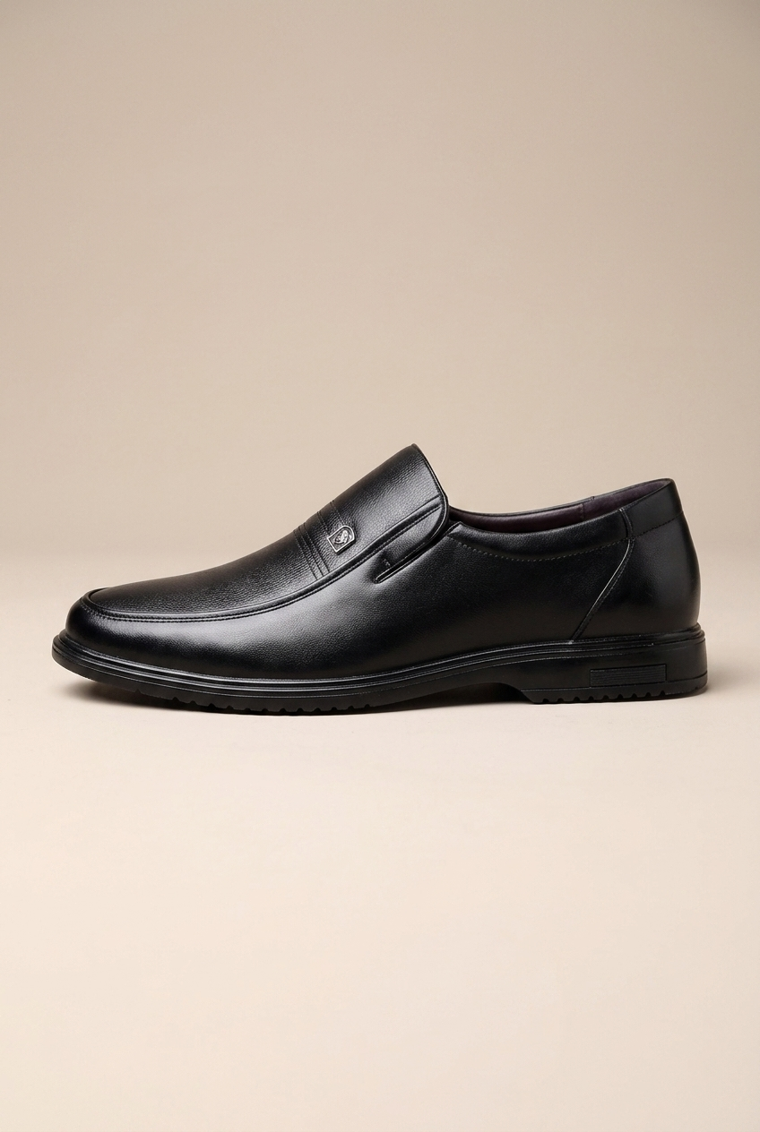 Kepler | Men's Genuine Leather Slip-On Shoes Brown Business-Casual Round-Toe Dress Shoes