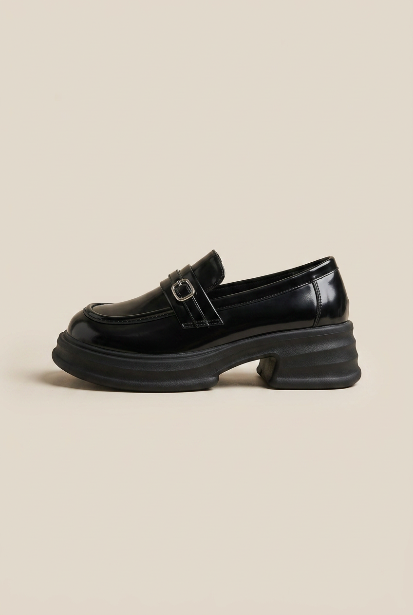 Maria | Women's Retro Slip-On Loafers Thick Sole Round-Toe British Vintage Shoes