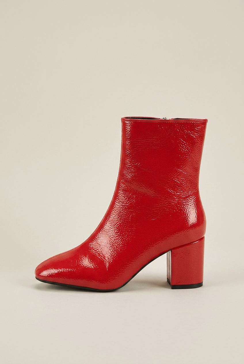 Crescent | High Heel Mid-Calf Boots Square Toe Thick Heel Ankle Boots