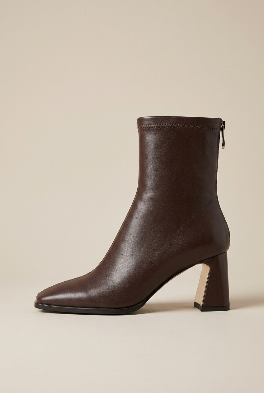 Serena | Square Toe Thick Heel Chelsea Boots French Maillard Stretch Ankle Boots